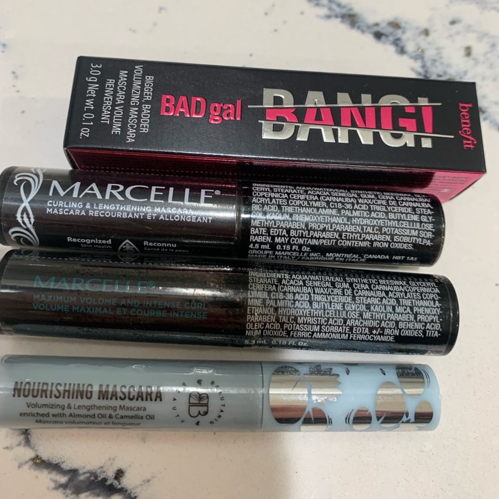 NWT 4 small tubes of mascara. 2 tubes Marcelle, 1 Beautaniq beauty, 1 Benefit